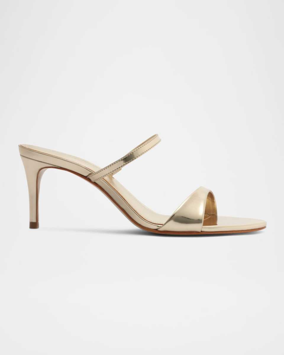 Jessica Leather Mid-Heel Mule Sandals